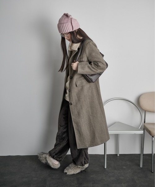 THE Yon コート チェスターコート ヘリンボーンツイードチェスター