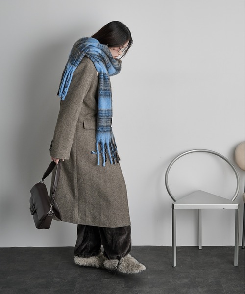 THE Yon コート チェスターコート ヘリンボーンツイードチェスター