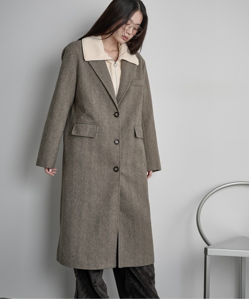 THE Yon コート チェスターコート ヘリンボーンツイードチェスター