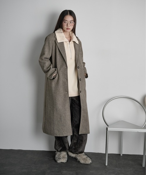 THE Yon コート チェスターコート ヘリンボーンツイードチェスター