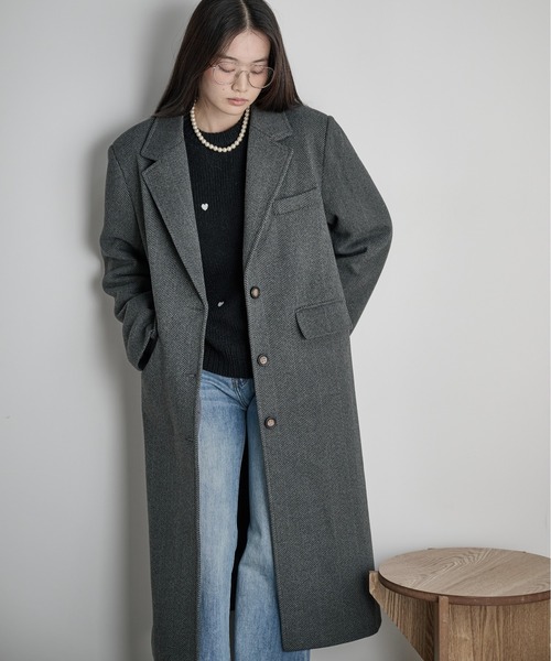 THE Yon コート チェスターコート ヘリンボーンツイードチェスター
