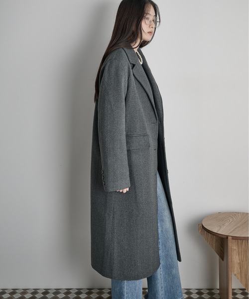 THE Yon コート チェスターコート ヘリンボーンツイードチェスター