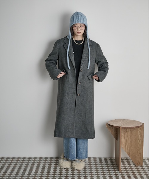 THE Yon コート チェスターコート ヘリンボーンツイードチェスター