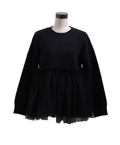 fitmore♡ ドットチュールドッキングペプラムニット ドットチュールドッキングペプラムニット（ニット/セーター）｜Fit