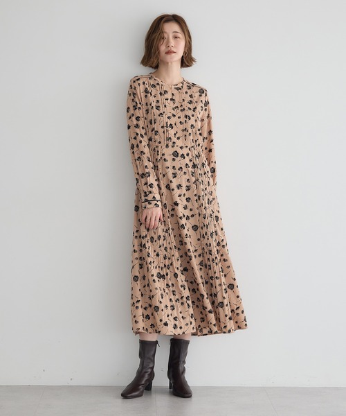 YECCA VECCA（イェッカヴェッカ） ワンピース フラワー柄プリーツMIX