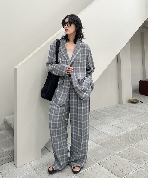 anuke（アンヌーク） ワイドパンツ パンツ Check Daubletuck Pants 