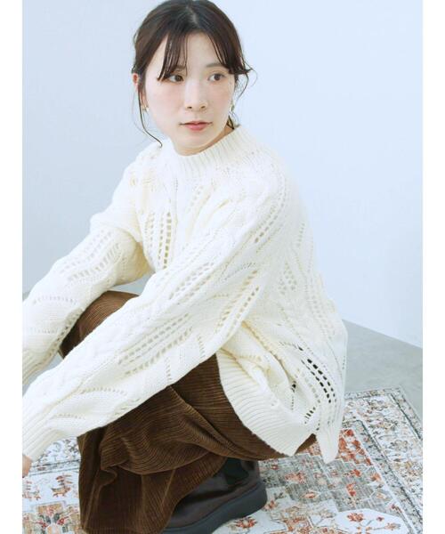 Samansa Mos2 blue（サマンサモスモスブルー） ニット セーター 透かし