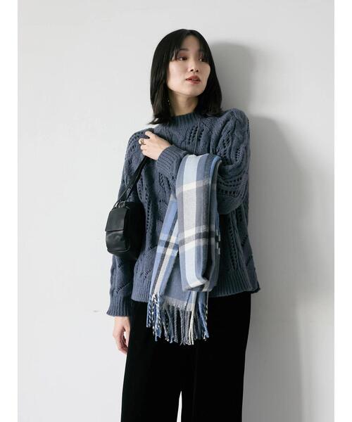 Samansa Mos2 blue（サマンサモスモスブルー） ニット セーター 透かし