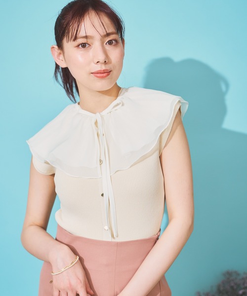 「NOELA」 半袖ニット フリー オフホワイト レディース_画像3