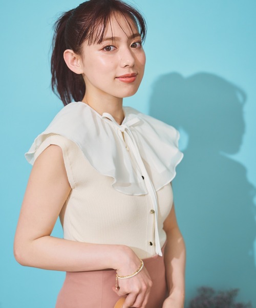 「NOELA」 半袖ニット フリー オフホワイト レディース_画像4