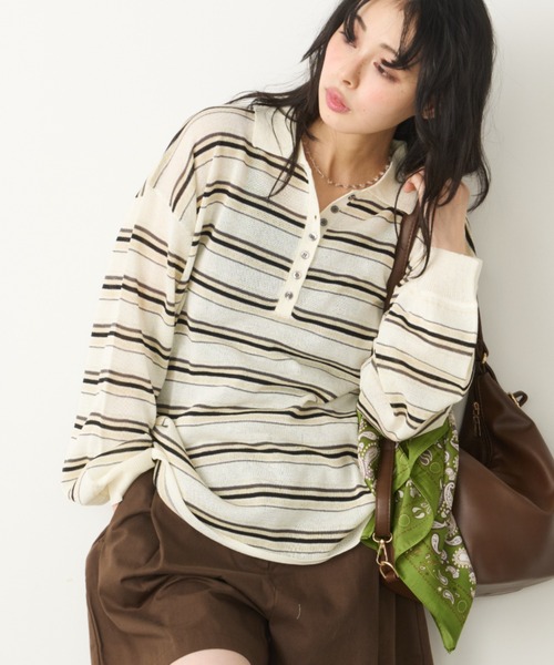 Unitage（ユニテージ） tシャツ ボーダシアーポロ襟トップス