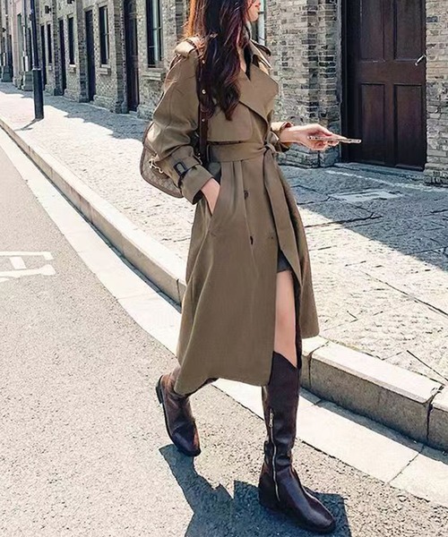 ＆soiree（アンドソワレ） トレンチコート コート ベルト付きダブル