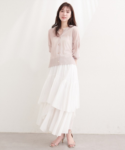 natural couture カーディガン 「sherbet line」接触冷感金釦