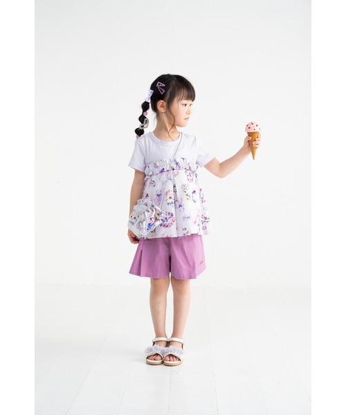 nino（ニノ） tシャツ ＊綿100％＊ラベンダーねこプリントTシャツ