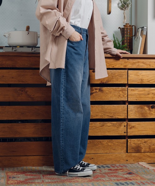 「MUHET」 デニムパンツ LARGE ダークインディゴブルー レディース_画像2