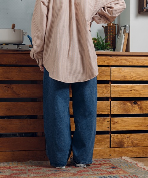 「MUHET」 デニムパンツ LARGE ダークインディゴブルー レディース_画像4