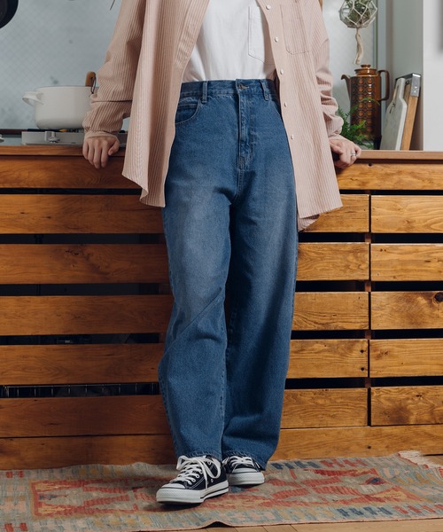 「MUHET」 デニムパンツ LARGE ダークインディゴブルー レディース_画像5
