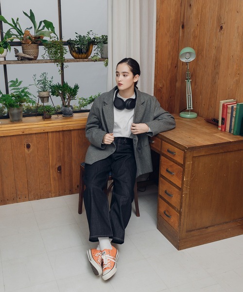 「MUHET」 デニムパンツ LARGE ダークインディゴブルー レディース_画像7