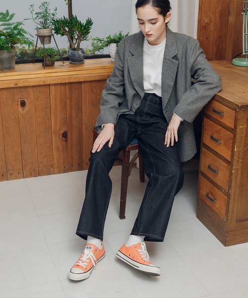 「MUHET」 デニムパンツ LARGE ダークインディゴブルー レディース_画像9