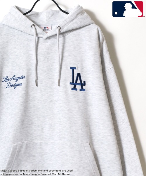 「MLB」 プルオーバーパーカー M ブラック レディース_画像4