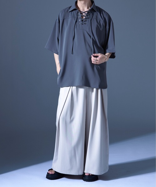 「Ellno Loset」 半袖シャツ SMALL ブラック メンズ_画像2