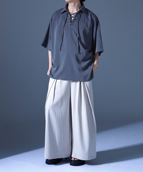「Ellno Loset」 半袖シャツ SMALL ブラック メンズ_画像3