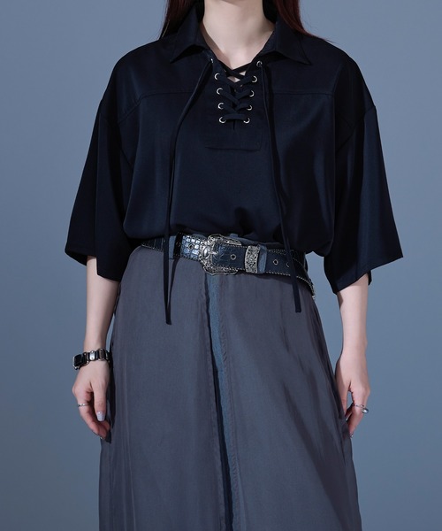 「Ellno Loset」 半袖シャツ SMALL ブラック メンズ_画像5