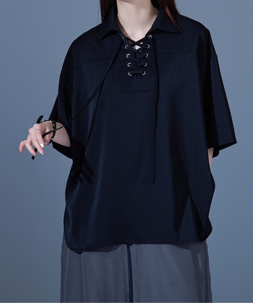 「Ellno Loset」 半袖シャツ SMALL ブラック メンズ_画像7
