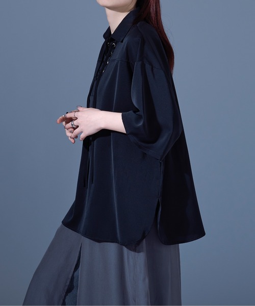 「Ellno Loset」 半袖シャツ SMALL ブラック メンズ_画像9