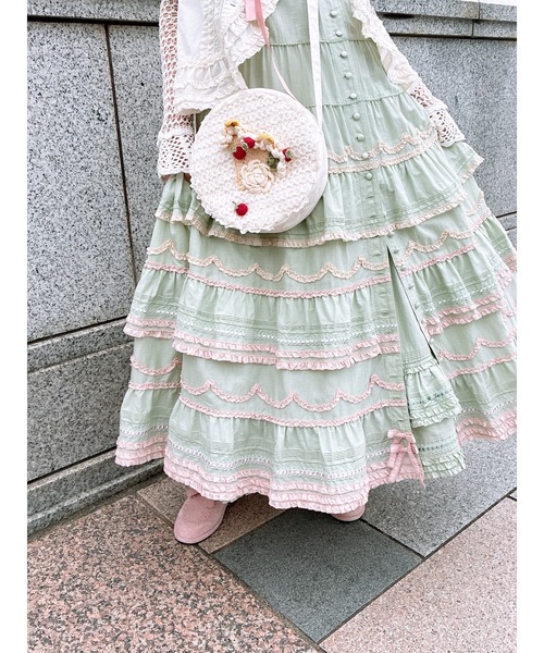 PINK HOUSE（ピンクハウス） ワンピース 半袖 ローズモチーフいっぱい