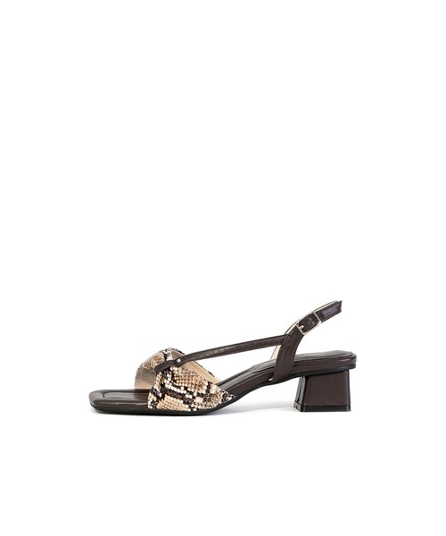 「NEUE THE MARKET」 ヒールサンダル 24.5cm ブラウン レディース_画像4