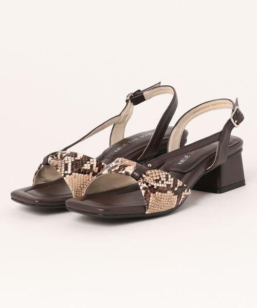 「NEUE THE MARKET」 ヒールサンダル 24.5cm ブラウン レディース_画像7