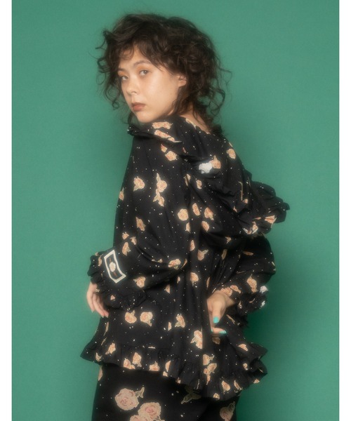 ブラウス シャツ little sunny bite と pink house Carnation print frill blouse レディース Little sunny bite ブラウス シャツ little と pink house