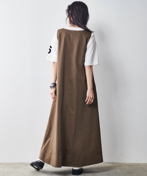 CHIC STYLE ワンピース 「大きいサイズ」深VネックAラインロング