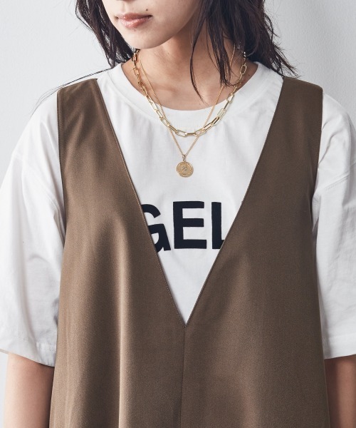 CHIC STYLE ワンピース 「大きいサイズ」深VネックAラインロング