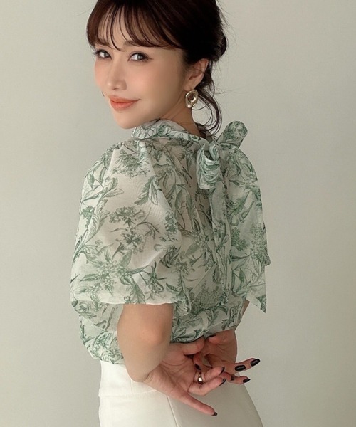 eimy istoire エイミーイストワール 花柄シャツ ペプラム シャツ EIMY ISTOIRE eimy istoire エレガントフラワーペプラムシャツ ピンク