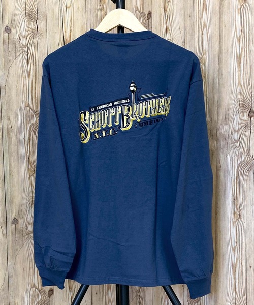Schott N.Y.C tシャツ BARBER EMB バーバーロゴ 刺繍ロング