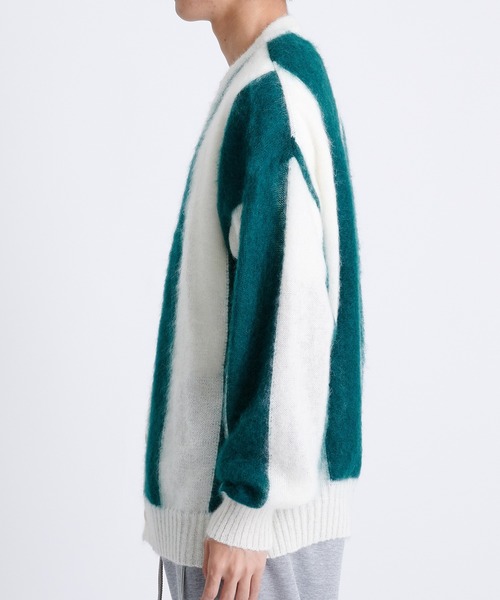 カーディガン 「COGNOMEN/コグノーメン」FOOTBALL STRIPE KNIT CARDIGAN メンズの画像