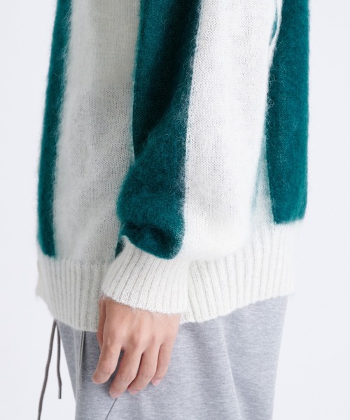 カーディガン 「COGNOMEN/コグノーメン」FOOTBALL STRIPE KNIT CARDIGAN メンズの画像