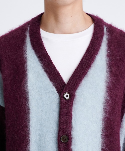 カーディガン 「COGNOMEN/コグノーメン」FOOTBALL STRIPE KNIT CARDIGAN メンズの画像