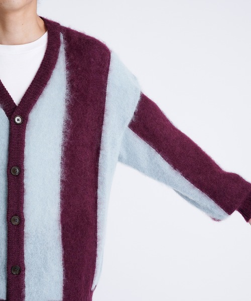カーディガン 「COGNOMEN/コグノーメン」FOOTBALL STRIPE KNIT CARDIGAN メンズの画像