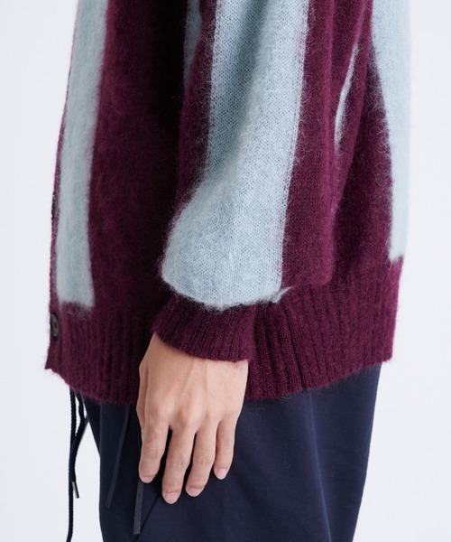 カーディガン 「COGNOMEN/コグノーメン」FOOTBALL STRIPE KNIT CARDIGAN メンズの画像