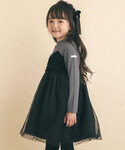 ワンピース 花柄チェック柄チュールドッキングワ...の詳細画像2