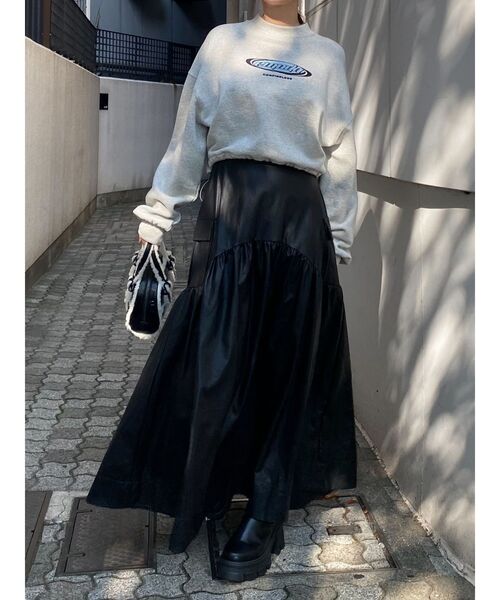 city shop フェイクレザーロングスカート CITYSHOP◇ロングスカート/38/フェイクレザー/ブラック/23-060