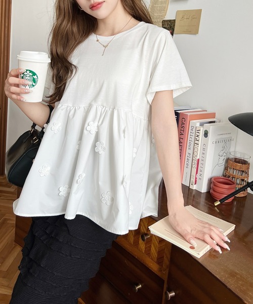 tシャツ 異素材使いプルオーバー レディース BEAMS HEART tシャツ アシンメトリー 異素材プルオーバー