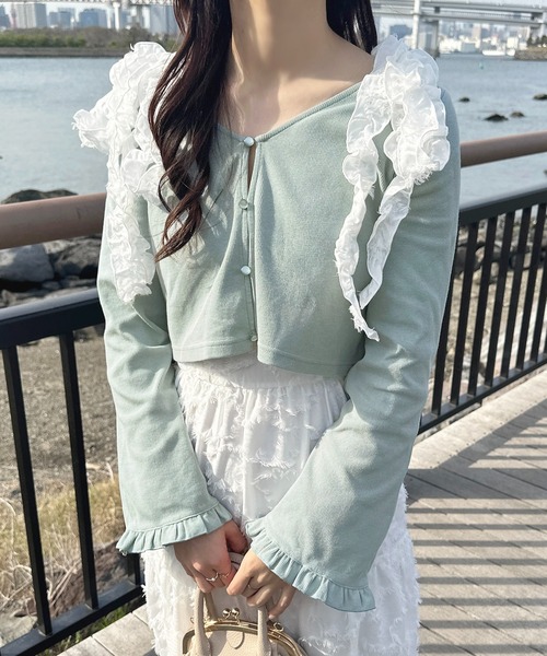 即購可完売Noname space レース帽子+フレア袖カーディガン 即購可完売Noname space レース帽子+フレア袖カーディガン