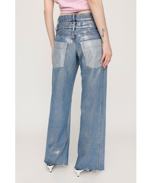 パンツ デニム ジーンズ 「限定展開」METALIC DOUBLE BELT FLARE PT 
