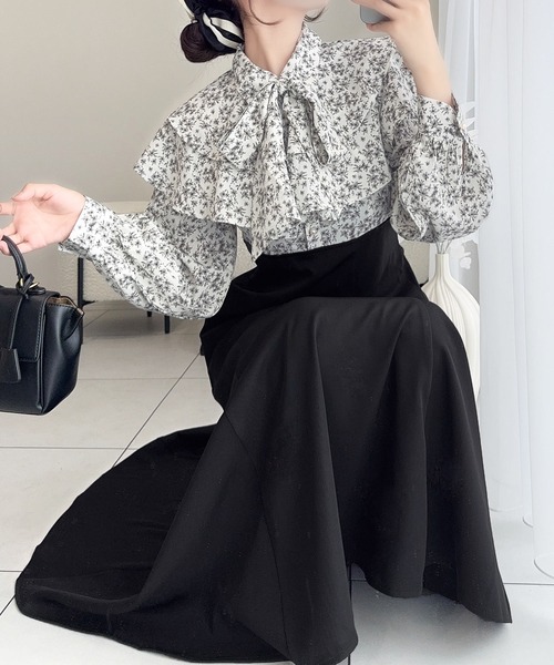 新品未使用 ヤマダヤ リルフェテ ジャガード ドッキングワンピース 花柄 日本製 mily bilet ワンピース 「mily bilet」クラシカルで華やか。小花
