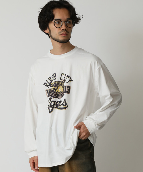ARCADE tシャツ タイガーカレッジロゴ プリント ロングスリーブ