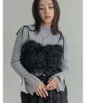 ニット セーター 袖レースレイヤードフレアスリ...の詳細画像5